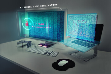 Poster - Studio shot of a laptop and computer at a workstation- ALL design on this image is created from scratch by Yuri Arcurs team of professionals for this particular photo shoot