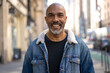 © blvdone - Mature black man in city smile happy face portrait
