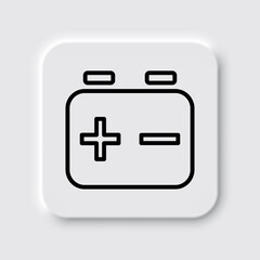 Battery accumulator simple icon. Flat desing. Neumorphism design.ai