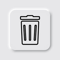 Trashcan simple icon vector. Flat desing. Neumorphism design.ai