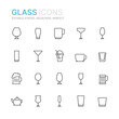 Collection of glass related outline icons. 48x48 Pixel Perfect. Editable stroke