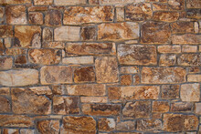 Old Brick With Irregular Rectangular Stones Wall Background