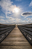 Fototapeta Pomosty - Wooden footbridge to Gulf of Mexico