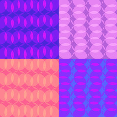 Fototapete - Four seamless pattern with circles and rings in modern colors and design. Abstract colorful geometric background. Jpeg illustration
