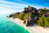 Anse Source D'Argent - the most beautiful beach of Seychelles. La Digue Island, Seychelles