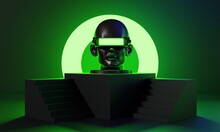 Metaverse Vr Simulation Gaming Cyberpunk Style, Digital Robot, 3d Illustration Rendering, Virtual Reality