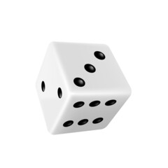 Isometric dice. Realistic white game cube with black dots isolated. Gambling and casino gaming