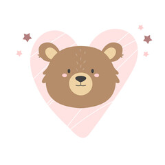 Wall Mural - Cute design with adorable bear head in pastel colors