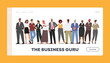 © Anna Syvak - Business Guru Landing Page Template. Diverse Men and Women Wear Formal Clothes Stand in Row. Confident Characters