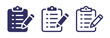 Clipboard with pencil icon set. Notepad symbol vector.