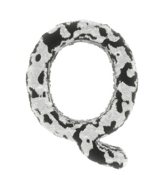 Cow Themed Font  Letter Q