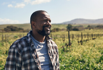Poster - rise and shine, its harvesting time. shot of a mature man working on a farm.