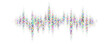 Halftone pattern of audio waveform. Sound wave spectrum.