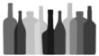 Set of overlapping bottles. Halftone pattern. Abstract background for menu.