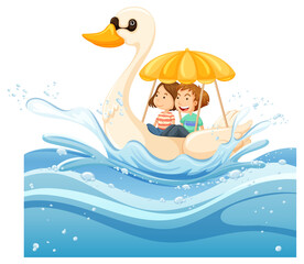 Wall Mural - A water splash with duck boat on white background