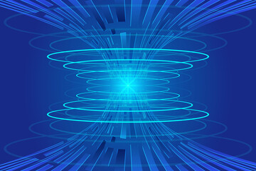 Fototapete - Broken polygons converge against the background of Internet technology posters