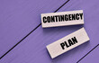 CONTINGENCY PLAN - words on wooden block on a purple background