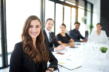 Poster - Theres so much potential around here. Portrait of a group of business colleagues meeting in the boardroom.