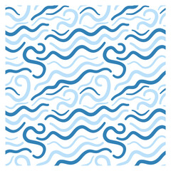 Wall Mural - Seamless pattern with blue waves.