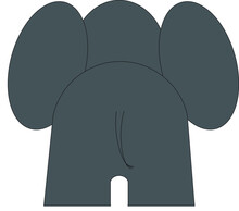 Elephant Cartoon Illustration - Back View