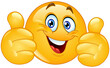 Happy emoji emoticon showing double thumbs up like 