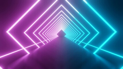 Wall Mural - futuristic neon laser light tunnel. neon light abstract background