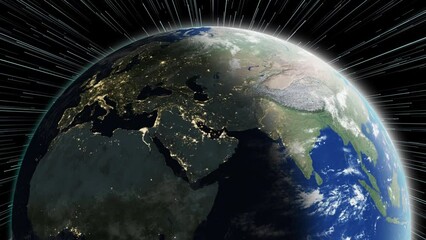 Wall Mural - planet earth rotation - computer generated animation. night to day change. realistic world globe mov