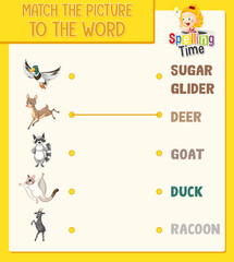 Poster - Word to picture matching worksheet for children