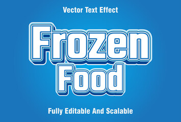 Wall Mural - frozen food text effect editable on blue background.