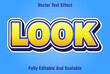 editable look text effect with blue and yellow background.