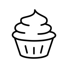 Wall Mural - Cake flat line icon. Sweet dessert. Outline sign for mobile concept and web design, store