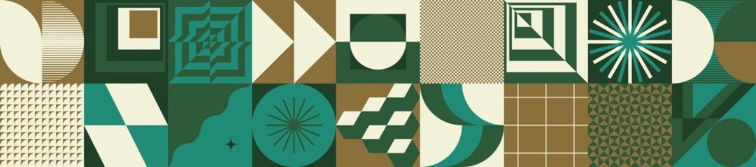 Aufkleber - decorative abstract artwork inspired by mid century graphics design made with vector geometric shape