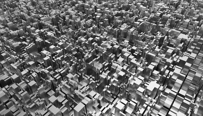 Poster - Silver squares extruded abstract background , 3d rendering