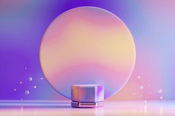 Poster - Colorful pastel object podium platform product display and showcase 3d rendering