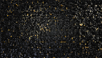 Poster - Futuristic Gold and Black squares extruded abstract background , 3d rendering