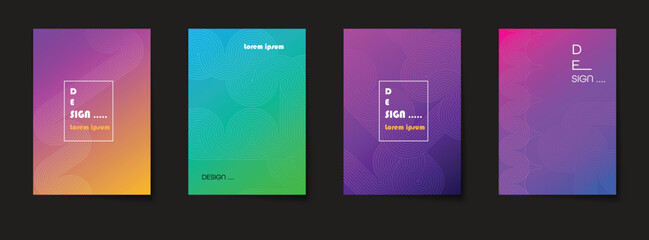 Vector set of abstract line pattern background. Minimal modern graphic design, element with geometric shape, bright gradient color background for poster, template, cover, brochure, flyer, banner