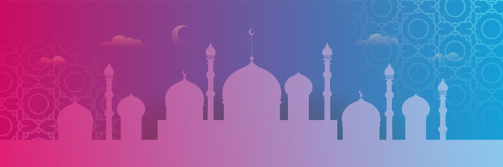 Canvas Print - Ramadan style decoration blue purple colorful banner design background