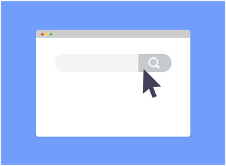 Poster - flat design web browser search template with mouse.