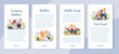 © inspiring.team - Waffles mobile application banner set. Sweet Belgian pastries with cream