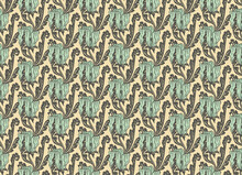 Vintage Floral Seamless Pattern Of Tulips In Art Nouveau Style