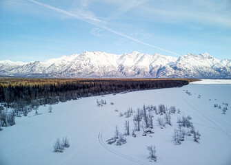 Poster - Aerial view of the Knik River Bridge in Palmer, Alaska