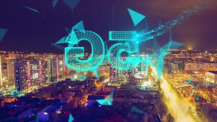 Poster - Smart digital city concept, aerial view, Dubai, United Arab Emirates, time lapse, 4k video, loop