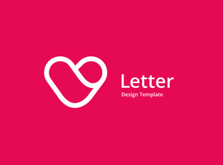 Letter V with heart logo icon design template elements