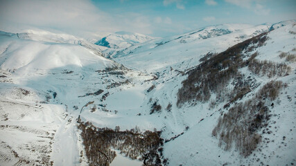 Sticker - Beautiful shot of a landscape covered in snow in Shirak, Armenia