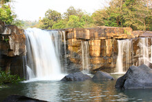 Beautiful Waterfall In Rainforest Landscape Of Tat Ton Waterfall, Chaiyaphum, Thailand