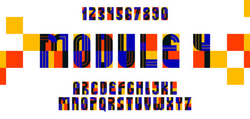 Poster - Geometric modern font vector design, geometrical typography alphabet letters set including numbers, abstract letters type.
