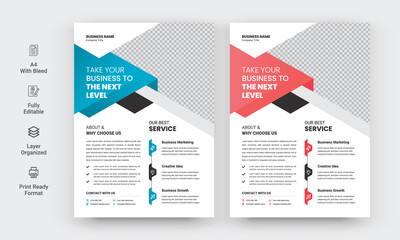 Wall Mural - Modern Colorful Business Flyer design template for poster, brochure, cover, leaflet. design layout with triangle graphic elements and space for Vector background.