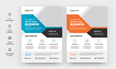 Wall Mural - Modern Colorful Business Flyer design template for poster, brochure, cover, leaflet. design layout with triangle graphic elements and space for Vector background.
