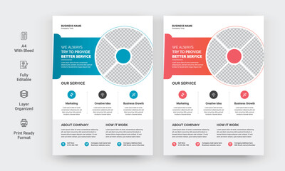 Wall Mural - Modern Colorful Business Flyer design template for poster, brochure, cover, leaflet. design layout with triangle graphic elements and space for Vector background.
