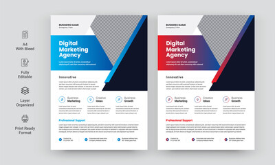 Wall Mural - Modern Colorful Business Flyer design template for poster, brochure, cover, leaflet. design layout with triangle graphic elements and space for Vector background.